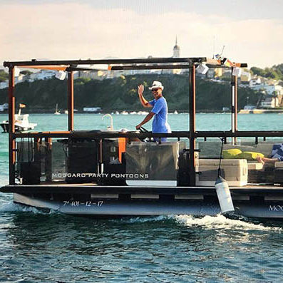 Bateau ponton hors-bord - 500 - MOGGARO ALUMINIUM YACHTS - électrique / tri-tube / open