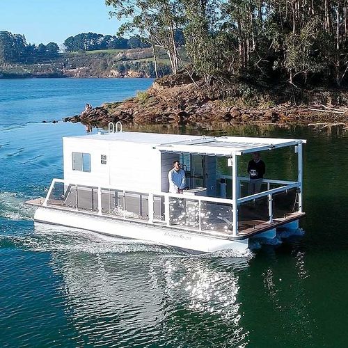 Bateau maison trimaran - M800 - MOGGARO ALUMINIUM YACHTS - hors-bord / électrique / en aluminium