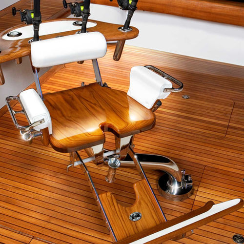 Chaise de combat pour bateau - INTERNATIONAL - Pompanette - beige / avec accoudoirs / en cuir