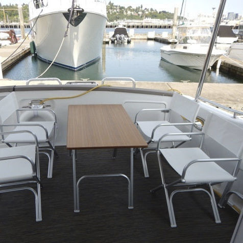 Table de cockpit pliante - M200T - Forma Marine Furniture, LLC. - en teck / en aluminium / marron
