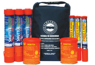 Kit de détresse pour bateaux : navigation hauturière (feux à main, fumigènes à main, fusées de détresse) - 50 MILES - Albatross