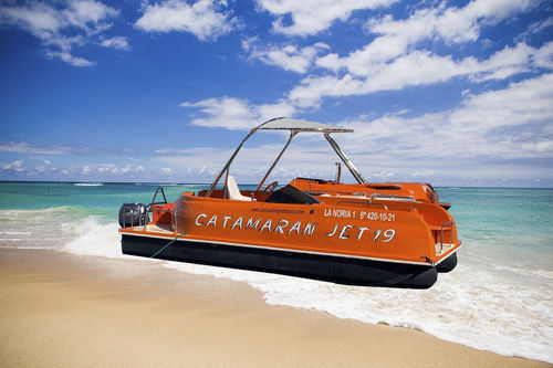 Bateau ponton hors-bord - Jet 19 - AVENTURAS AQUATICAS - LA NORIA - open / à console latérale / hydrojet