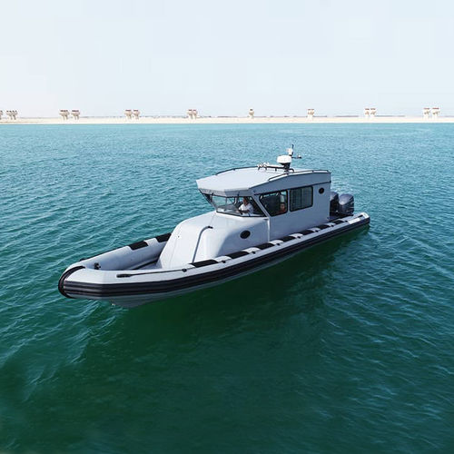 Bateau pneumatique hors-bord - 12 M - ASIS BOATS - trimoteur / RHIB / à cockpit fermé