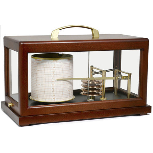 Barographe analogique - LARGE MAHOGANY - NAUDET - en acajou