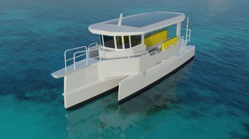 Bateau de support pour la plongée - E-DIVING 1200 - BORD A BORD - bateau à passagers / trimaran / électrique
