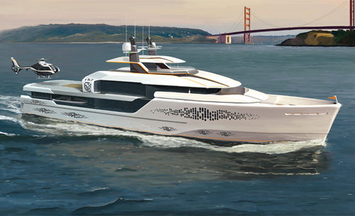 Super-yacht de croisière - Flow 44 - McMullen & Wing - avec timonerie / coque à déplacement / avec héliport