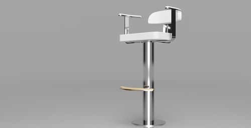 Tabouret de bar en simili cuir - 20.BS105 - Atep Italia - en teck / en acier inoxydable 316L / base ronde