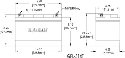 Batterie marine - GPL-31XT - Lifeline Batteries - 12 V / plomb / AGM