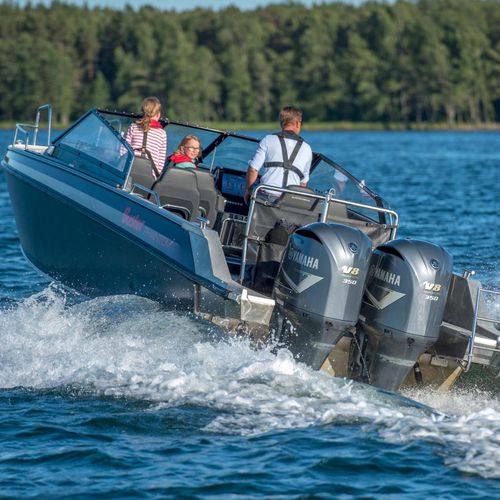 Runabout hors-bord - PHANTOM - FISKARS Inha Works., Buster Boats - à double console / bow-rider / en aluminium