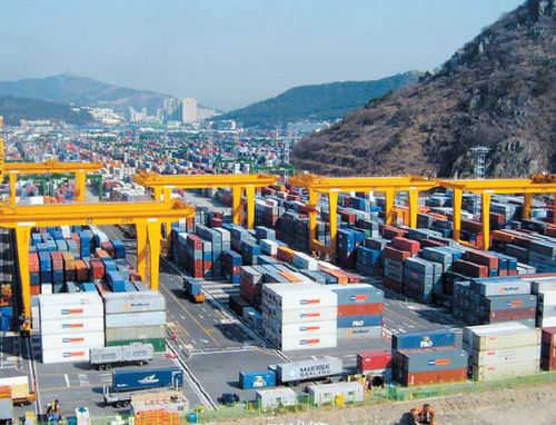 Portique de stockage de conteneurs sur rail - Hyundai Samho Crane Division - automatique