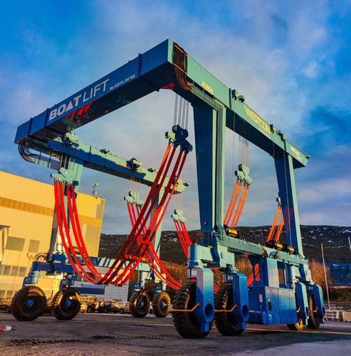 Travel lift contrôlé à distance - BL420-TL90°RC - BOAT LIFT - toutes roues directrices / pour charge lourde / de levage