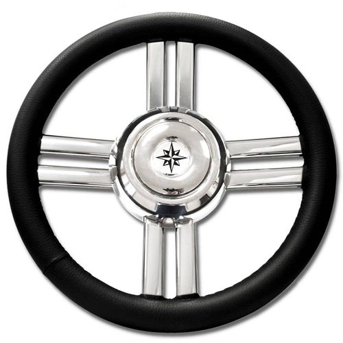 Volant en inox pour bateau à moteur - T24P series - SAVORETTI ARMANDO & C. s.n.c. - habillage cuir / course / huit branches