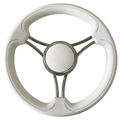 Volant en inox pour bateau à moteur - T22KCP series - SAVORETTI ARMANDO & C. s.n.c. - enduit polyuréthane / habillage cuir / six branches