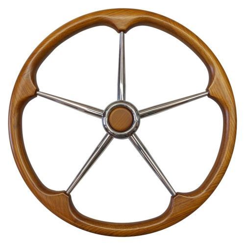 Volant en inox pour bateau à moteur - T8T series - SAVORETTI ARMANDO & C. s.n.c. - en teck / classique / cinq branches