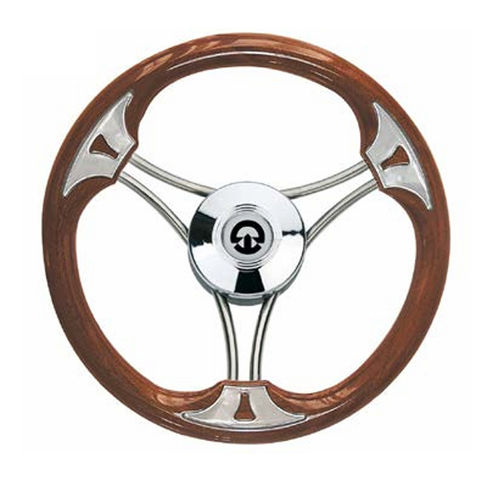 Volant en inox pour bateau à moteur - VS03 - Riviera srl Genova - enduit polyuréthane / en acajou / course