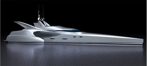 Mega-yacht de luxe trimaran à moteur - Silver Moon  - LOMOcean Design - de croisière / avec timonerie / en composite