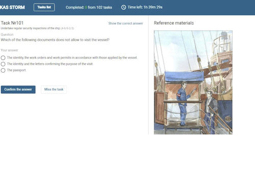Logiciel de test de niveau - ISPS - STORM SIM - de formation / portuaire / ISPS