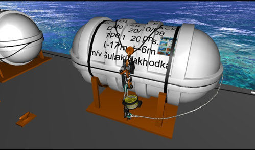Logiciel de simulation - Thrown overboard Liferaft - STORM SIM - radeau de sauvetage jeté par-dessus bord / multimédia