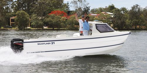 Bateau de pêche-promenade hors-bord - Cuddy 21 - SMARTLINER - avec timonerie / en fibre de verre / max. 7 personnes