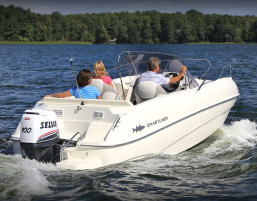 Day-cruiser hors-bord - SUNBREEZE 226 - SMARTLINER - open / à double console / en fibre de verre