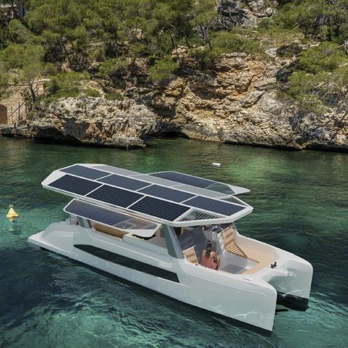 Vedette catamaran - M.10 - MILLIKAN BOATS - in-bord / électro-solaire / bimoteur