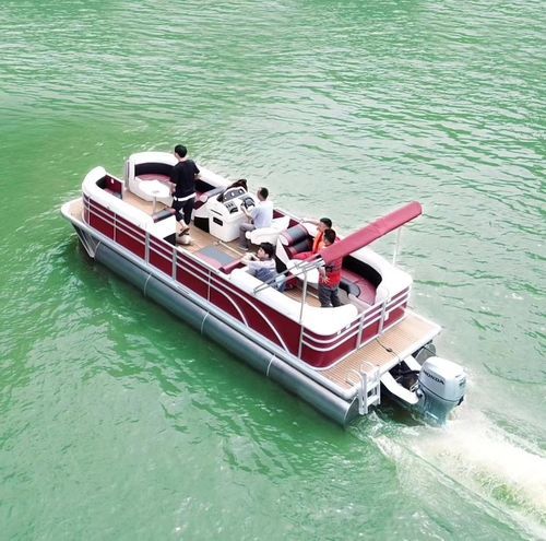 Bateau ponton hors-bord - Changzhou Youbang Boat Co., Ltd. - tri-tube / open / à console latérale