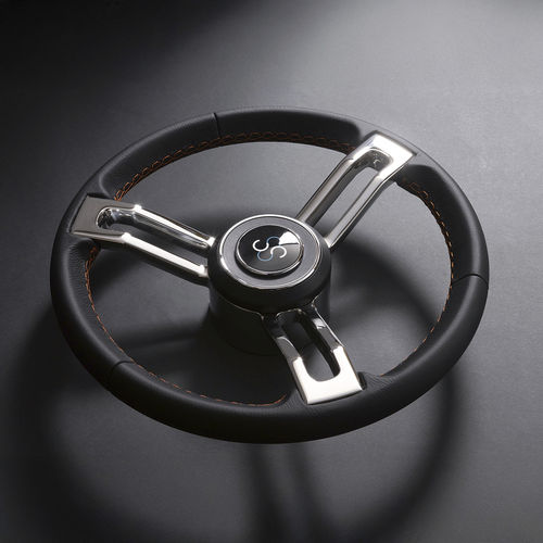 Volant en inox pour bateau à moteur - COLUMBUS - CASTELLI ITALIA - course / trois branches / marron