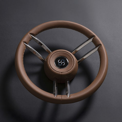 Volant en inox pour bateau à moteur - CAPITANO - CASTELLI ITALIA - trois branches / marron / noir
