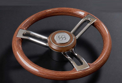 Volant en inox pour bateau à moteur - COLUMBUS - CASTELLI ITALIA - en acajou / trois branches / marron