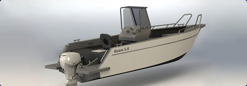Coque open hors-bord - Aurora 5.0 - aurora (dalian) yachts co ltd - à console centrale / en aluminium / bain de soleil