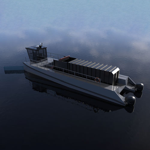 Navire spécial transporteur - 3000 - 2000 OCEAN CLEANER - ARESA SHIPYARD - de récupération d'hydrocarbures / catamaran / en aluminium