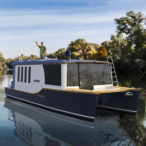 Cabin-cruiser fluvial - KRONLAND II - Bader Hausboot - catamaran / hors-bord / à déplacement