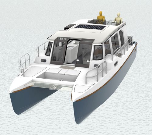 Cabin-cruiser catamaran - BB37 - Bader Hausboot - hors-bord / bimoteur / coque planante