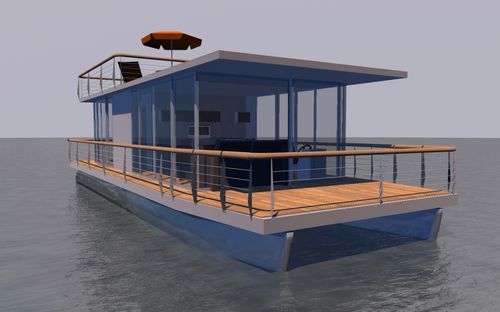 Bateau maison catamaran - DIY - Waterbus S.C. - hors-bord / max. 12 personnes