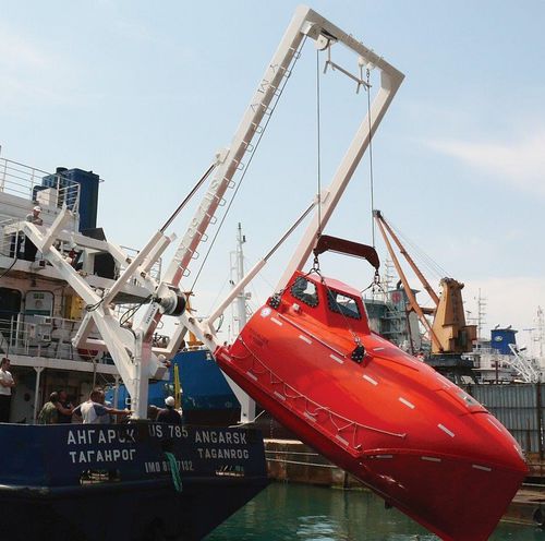 Bossoir pour canot de sauvetage à chute libre - FLDC - YMV CRANE AND WINCH SYSTEMS - pour navire / hydraulique