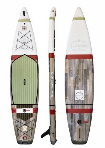 SUP gonflable - SHERPA - Lakeshore Paddleboard Company - de pêche / pour adulte / multicolore