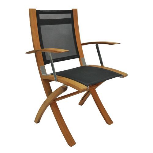 Chaise standard pour bateau - COAF094T16_Black - Eurodesign - pliante / avec accoudoirs / en teck