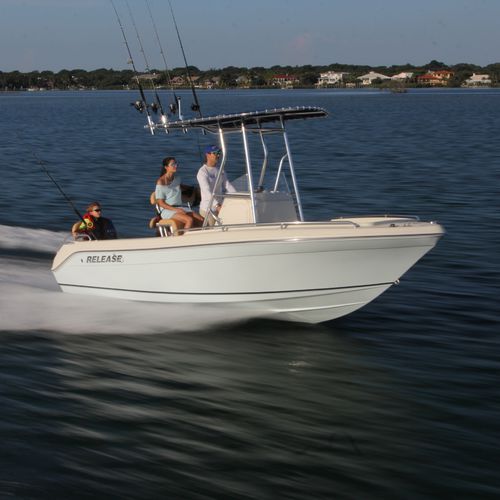 Coque open hors-bord - 196 RX  - Release Boats - à console centrale / pour la pêche / T-Top