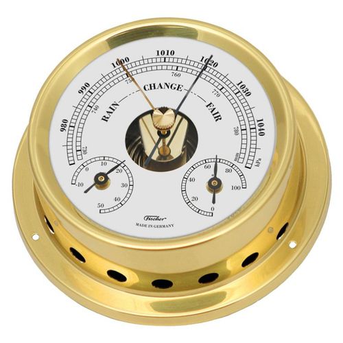 Baromètre analogique - 1508BTH - Feingerätebau K. Fischer GmbH - en laiton / en inox / blanc
