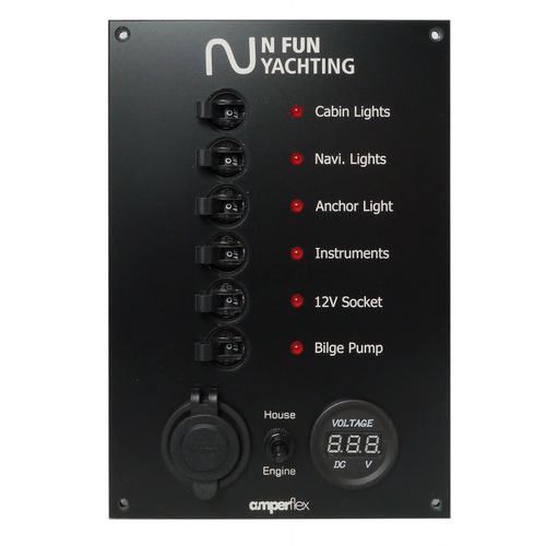 Tableau électrique pour bateau - BS06HUVS - amperflex - de courant / LED / avec port USB