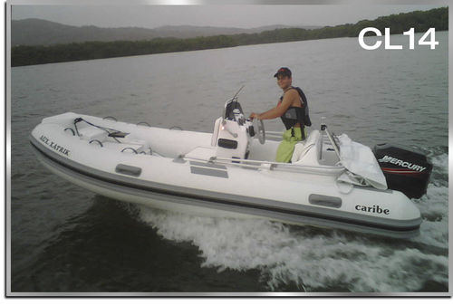 Bateau pneumatique hors-bord - CL14 - Make Sense Marine Corp DBA Caribe Nautica - semi-rigide / à console latérale / max. 8 personnes