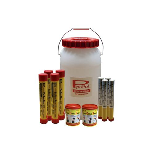 Kit de détresse pour bateaux : navigation hauturière (feux à main, fumigènes à main, fusées de détresse) - 2-1308500 - PyroPol GmbH
