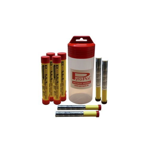Kit de détresse pour bateaux : navigation côtière (feux à main, fumigènes à main, fusées de détresse) - 2-1308300 - PyroPol GmbH
