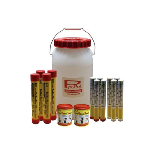 Kit de détresse pour bateaux : navigation côtière (feux à main, fumigènes à main, fusées de détresse) - 2-1308600 - PyroPol GmbH