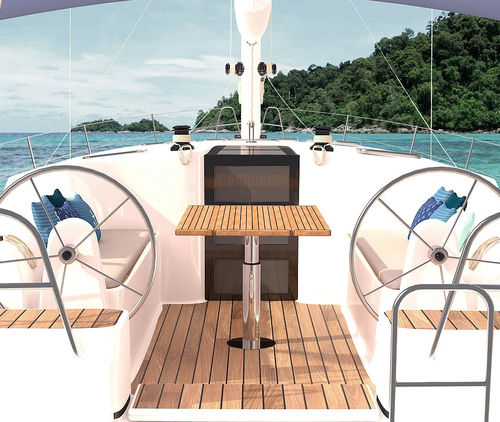 Table pour bateau - Rio - Mia Marin - pliante / ajustable / en teck