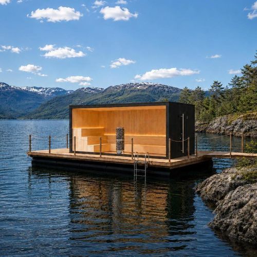 Sauna finlandais - BLUET FLOATING SOLUTIONS - en bois