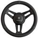 volant pour bateau habillage cuir / en inox / trois branches / noir