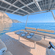 day-cruiser catamaran / hors-bord / électro-solaire / coque semi-planante