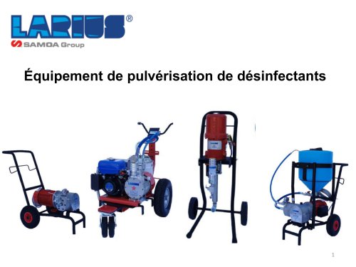 Équipement de pulvérisation de désinfectants