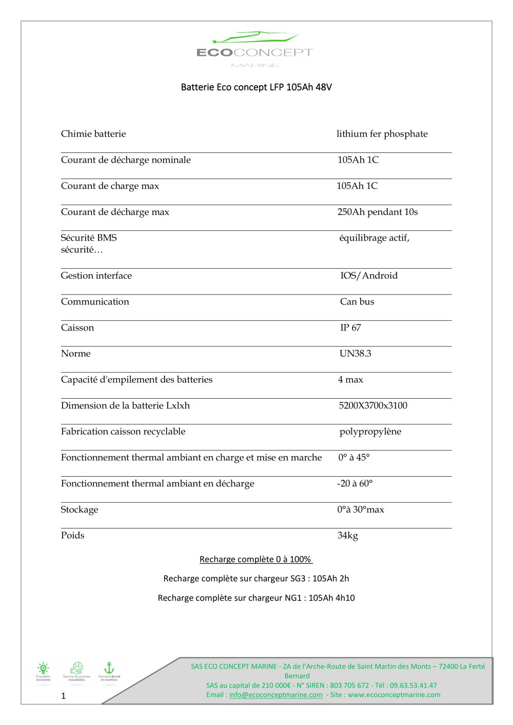 Batterie 48V 105Ah - Sea U Experience